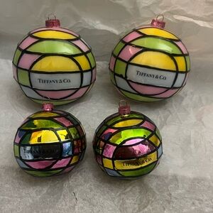 Tiffany & Co. Pink and Yellow Glass Ornaments